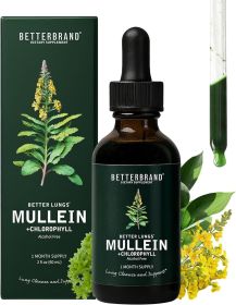 Betterbrand Mullein Drops for Lung Detox - Mullein Leaf Tincture with Chlorophyll - Helps Support Respiratory Health, Alcohol-Free