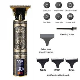 Beard Trimmer Hair Clippers Cordless Hair Cutting Barber Shaving Machine For Men Rechargeable (Option: Copper)