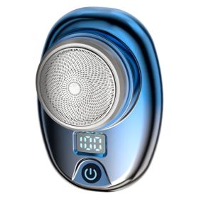 Portable Electric Shaver With LED Digital Display Type-C Rechargeable (Option: Blue)